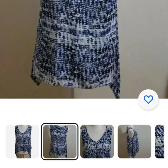 Dkny blue print top blouse size small - Picture 2 of 6